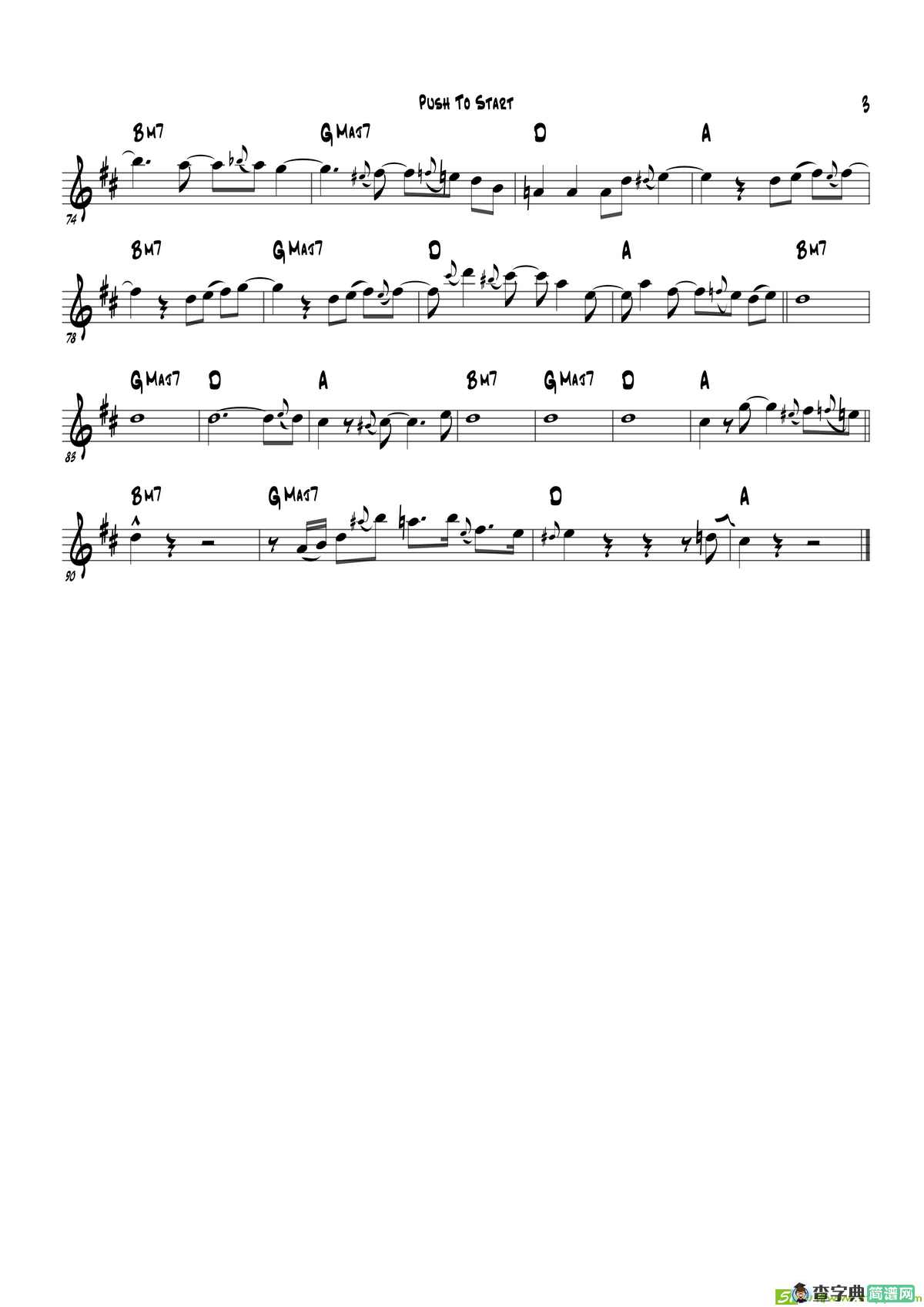 PushToStart（BbPart）萨克斯谱