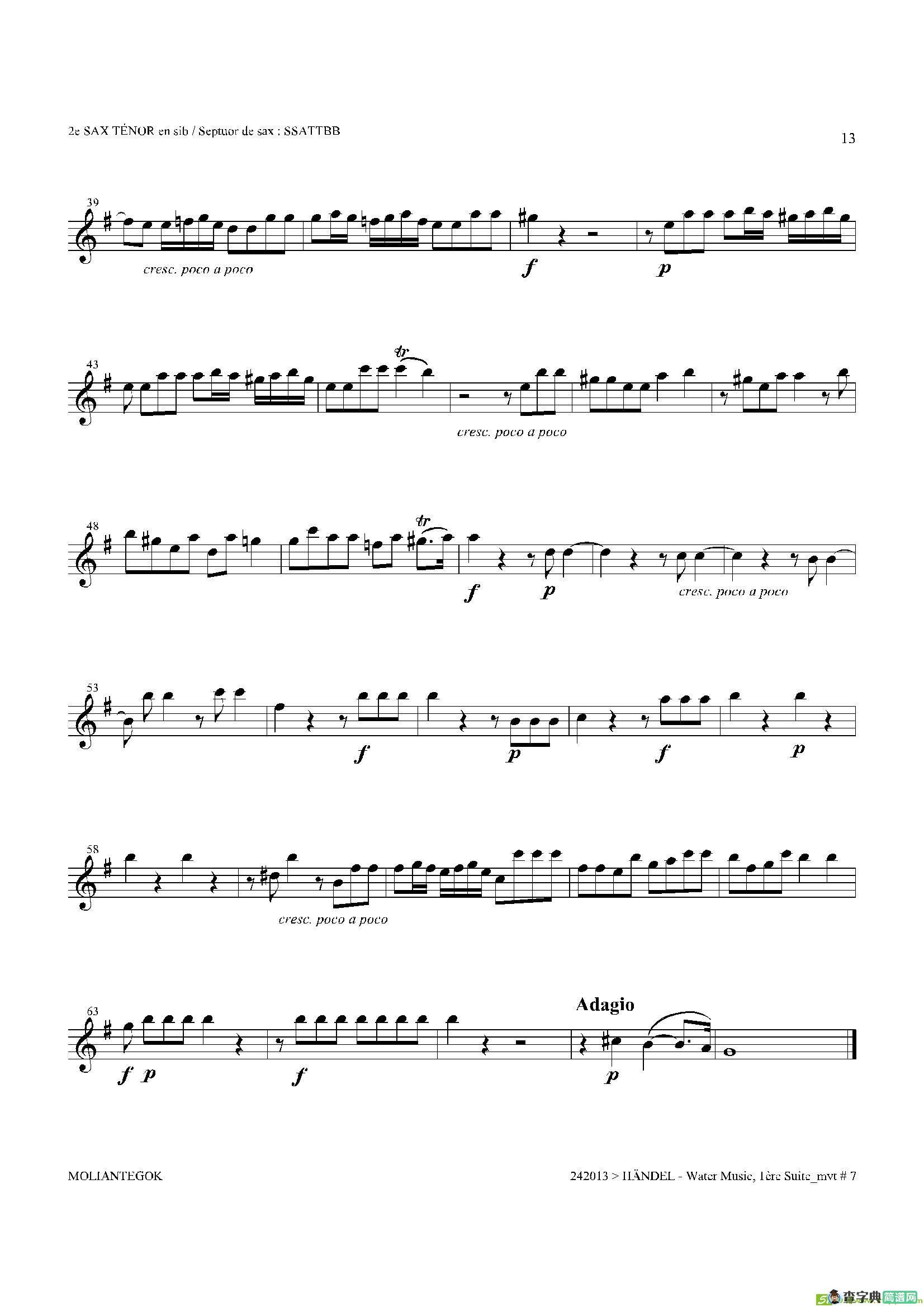 WaterMusic（HWV.348No.1）（第二次中音萨克斯）萨克斯谱