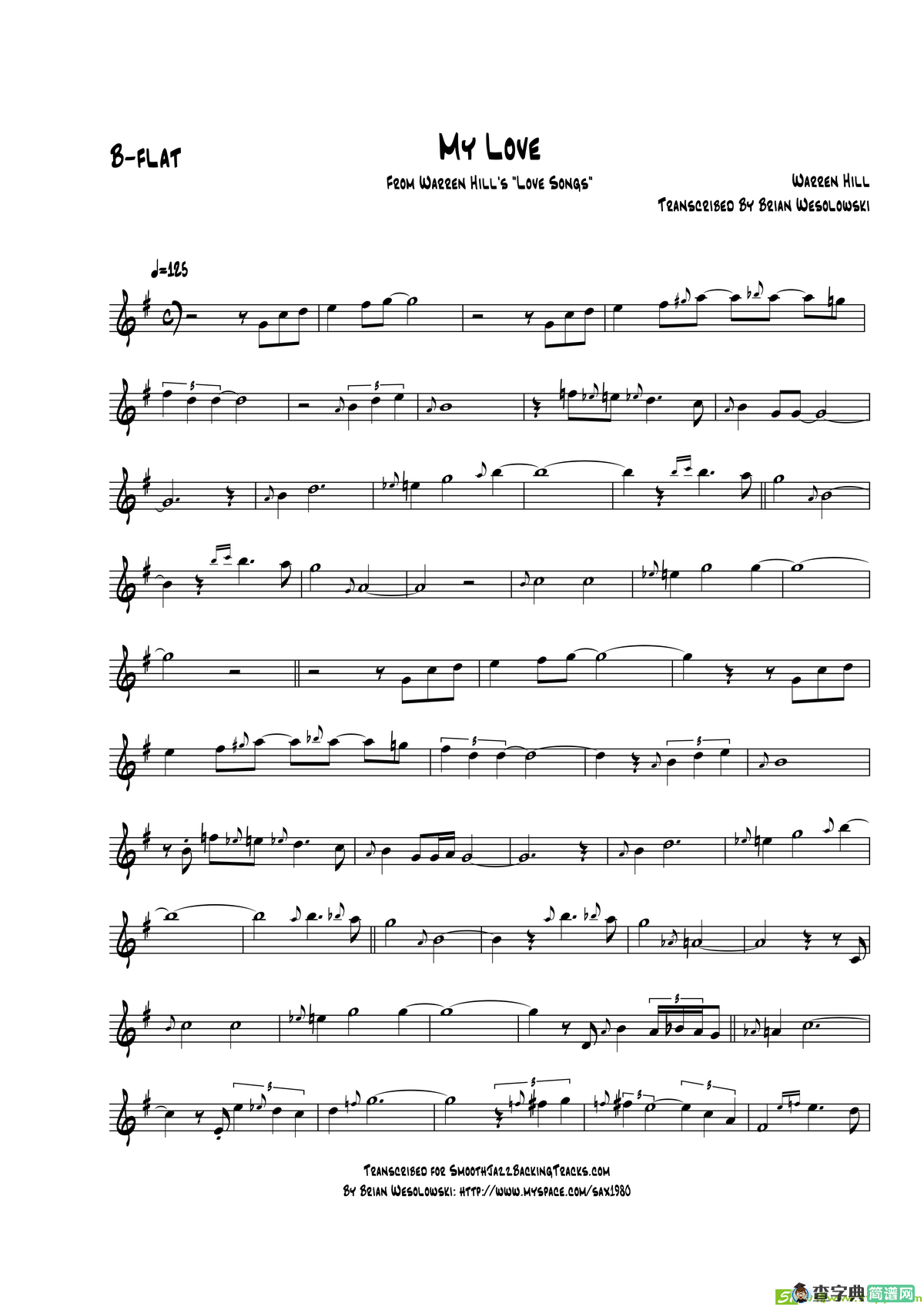 MyLove（次中音萨克斯）萨克斯谱