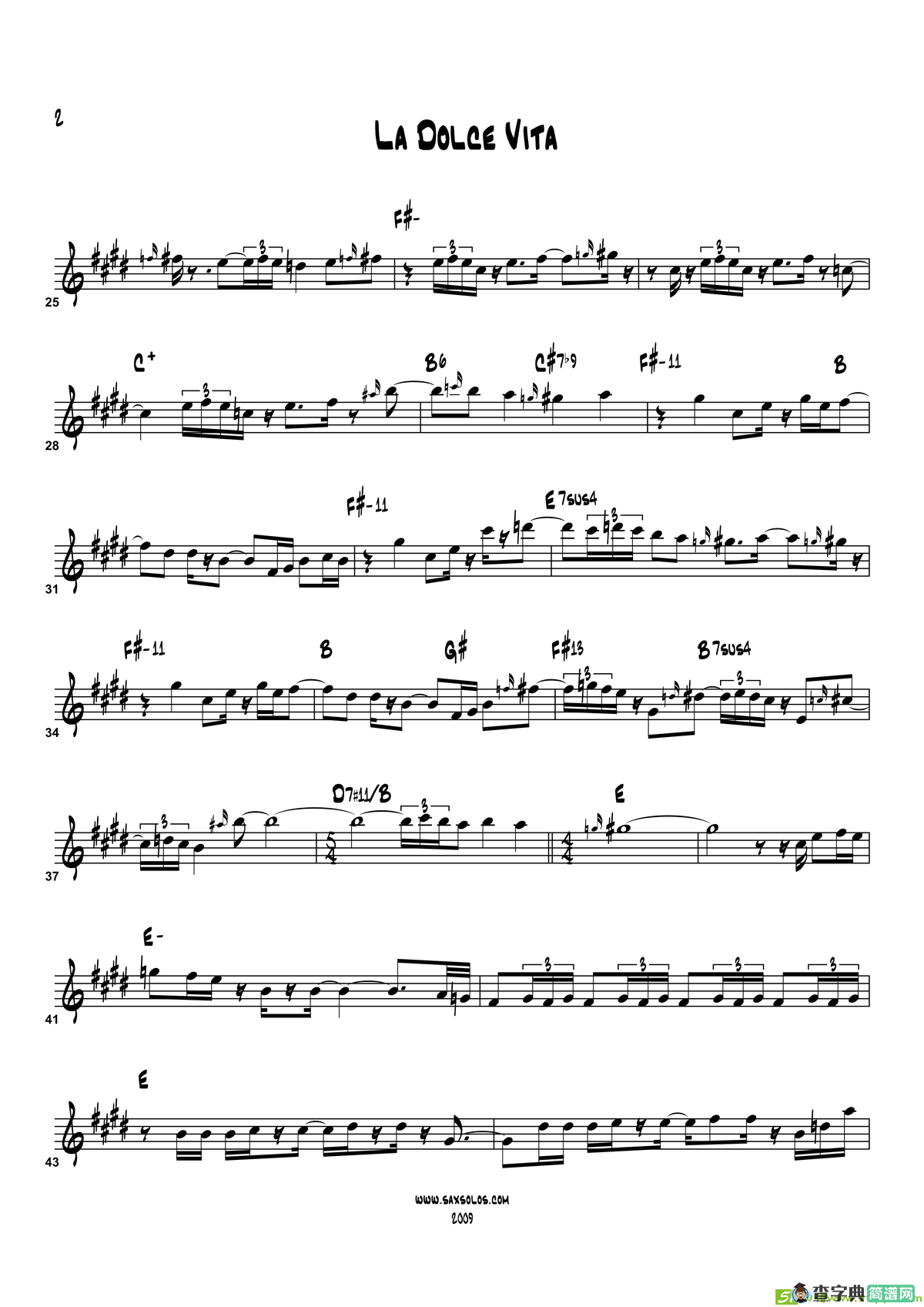 LaDolceVita（高音萨克斯）萨克斯谱