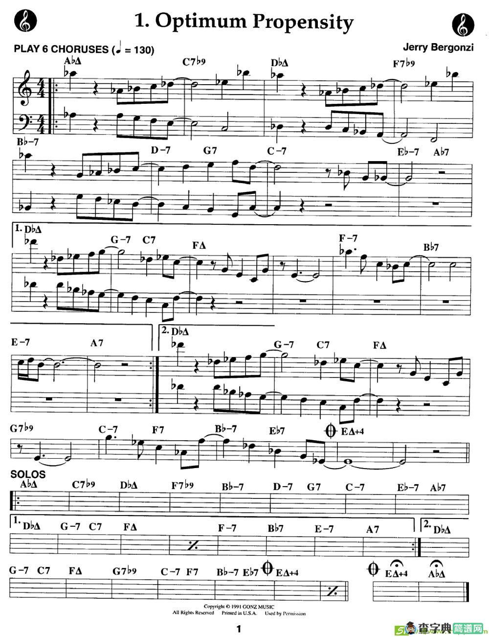 Optimum Propensity萨克斯曲谱(Jerry演唱)