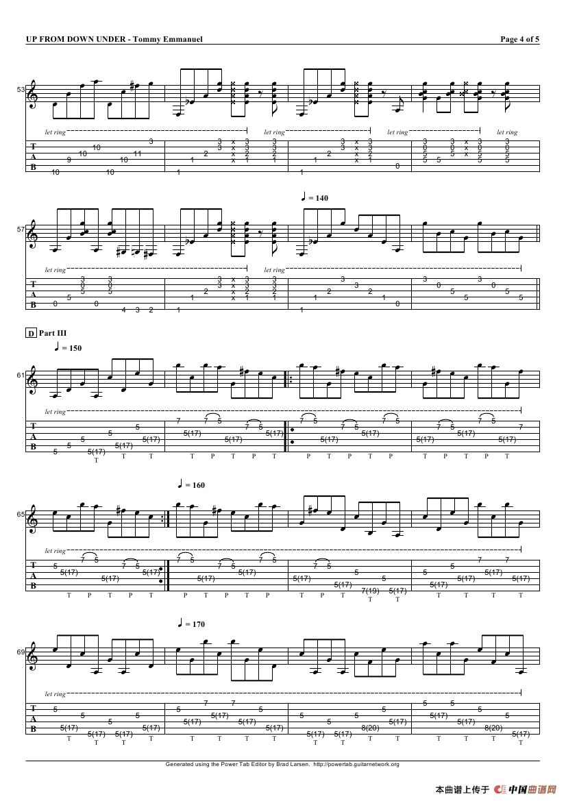 tommy emmanuel：up from down under（指弹吉它）吉他谱
