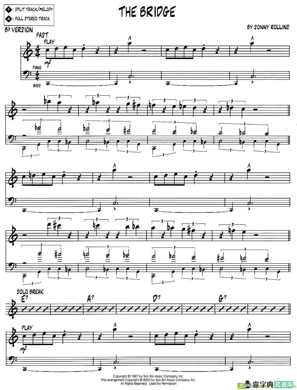 THE BRIDGE萨克斯谱(sonny作曲,sonny演唱)