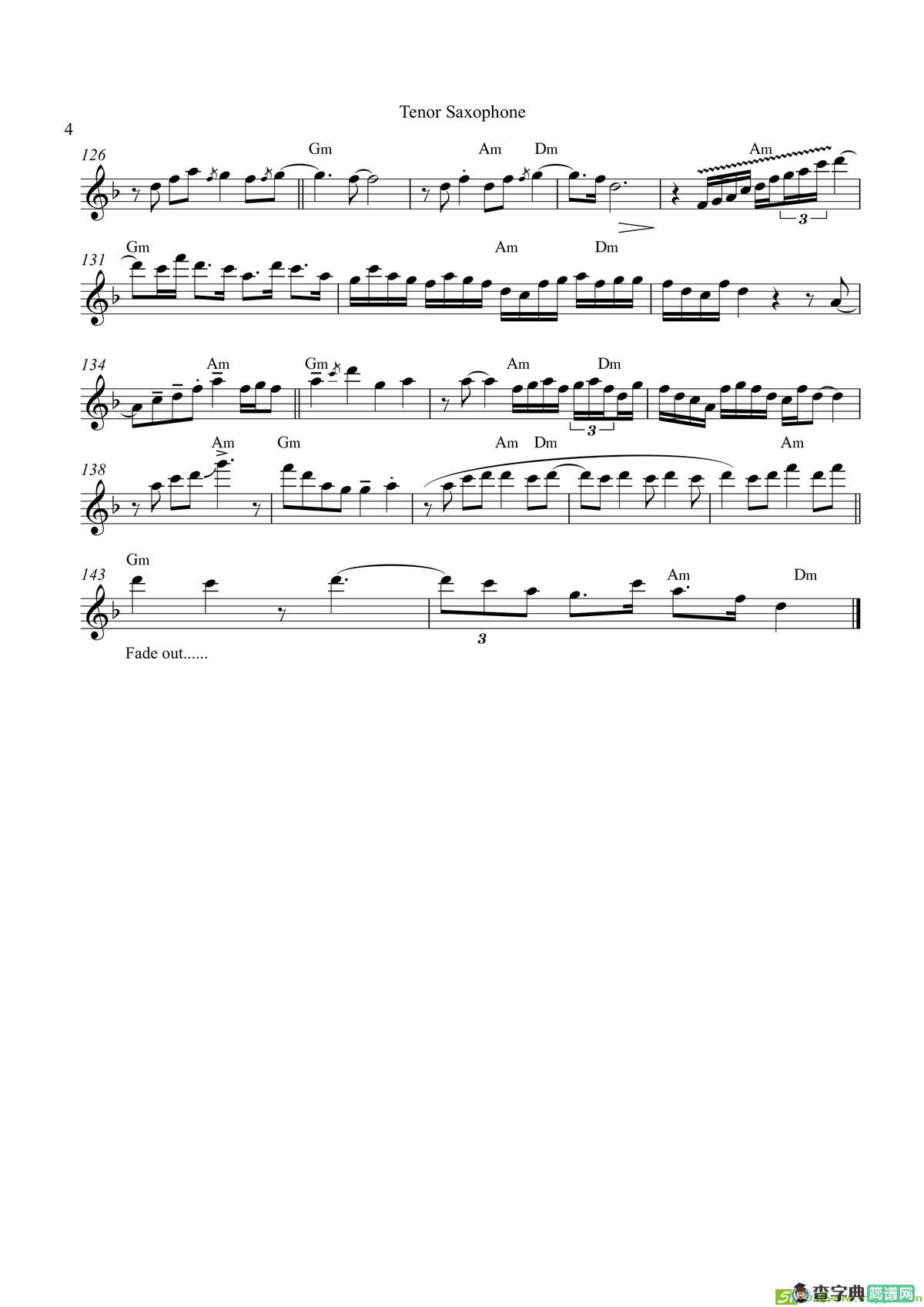 MoveOnUp（次中音萨克斯）萨克斯谱