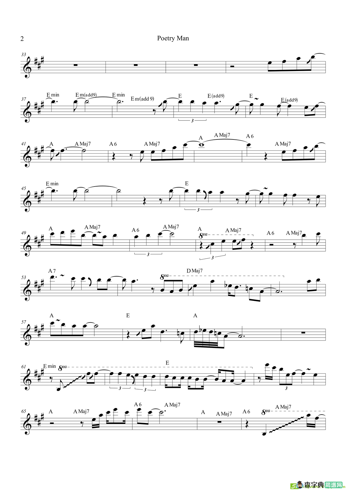 PoetryMan（中音萨克斯）萨克斯谱