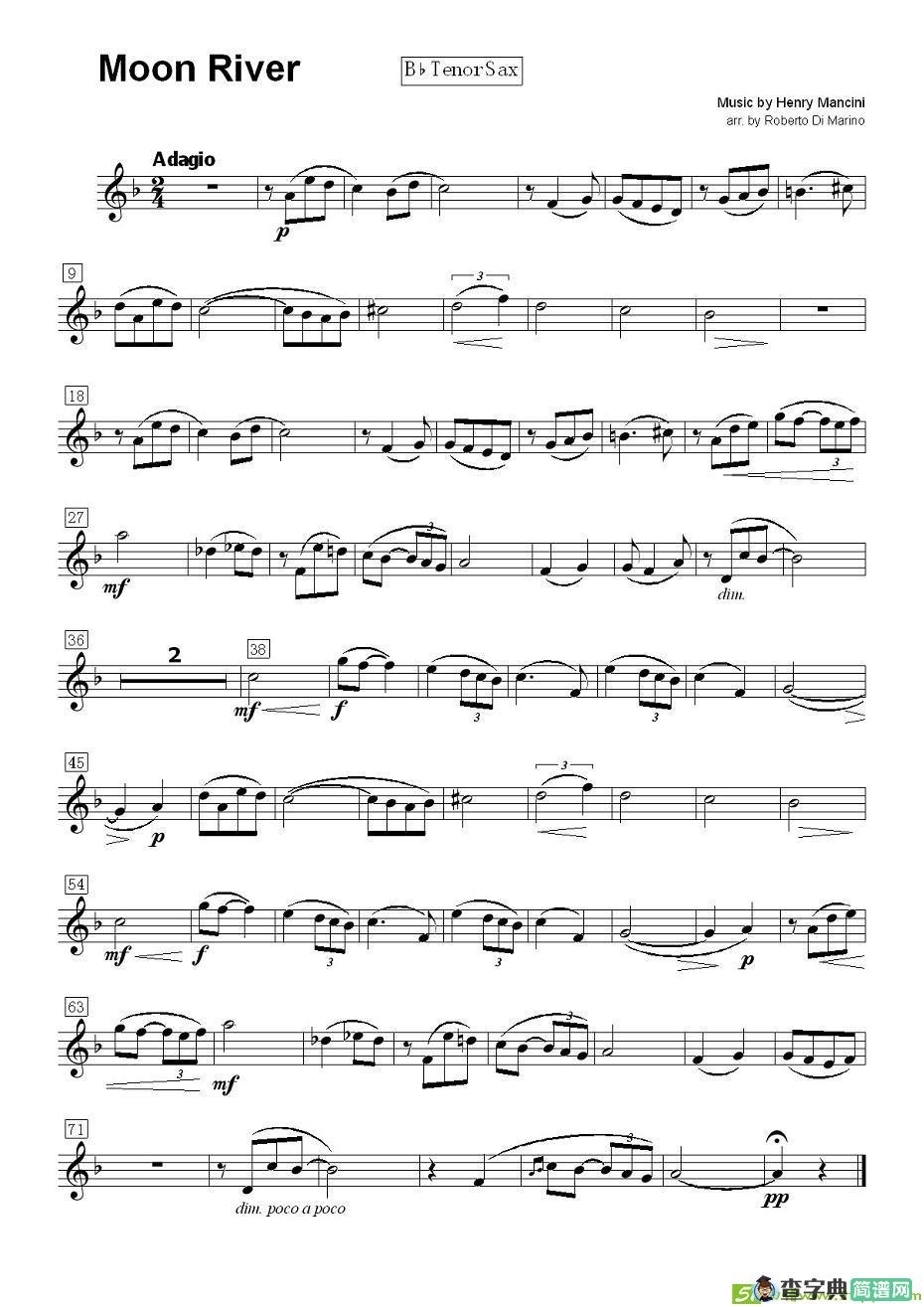 Moon River萨克斯谱