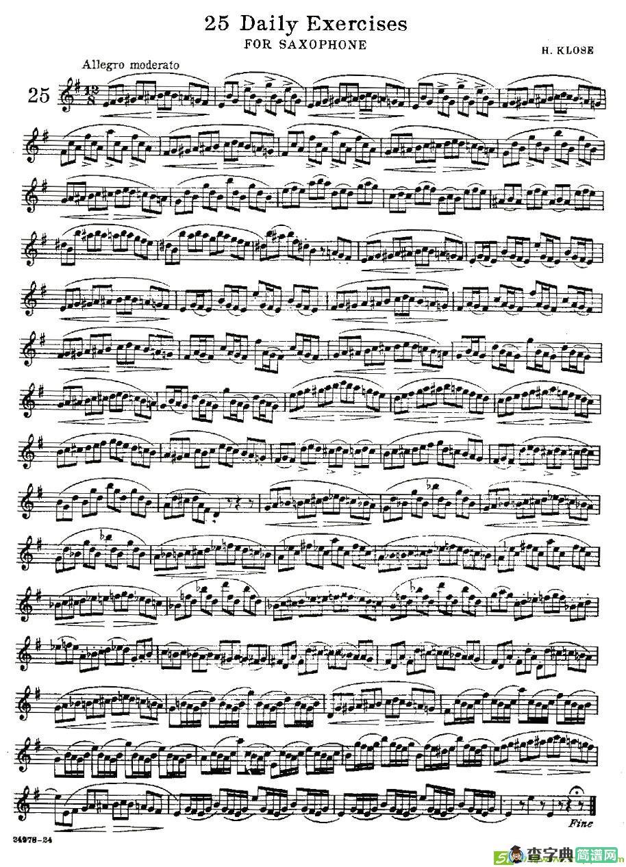25 Daily Exercises 之25萨克斯谱(H·klose作曲)