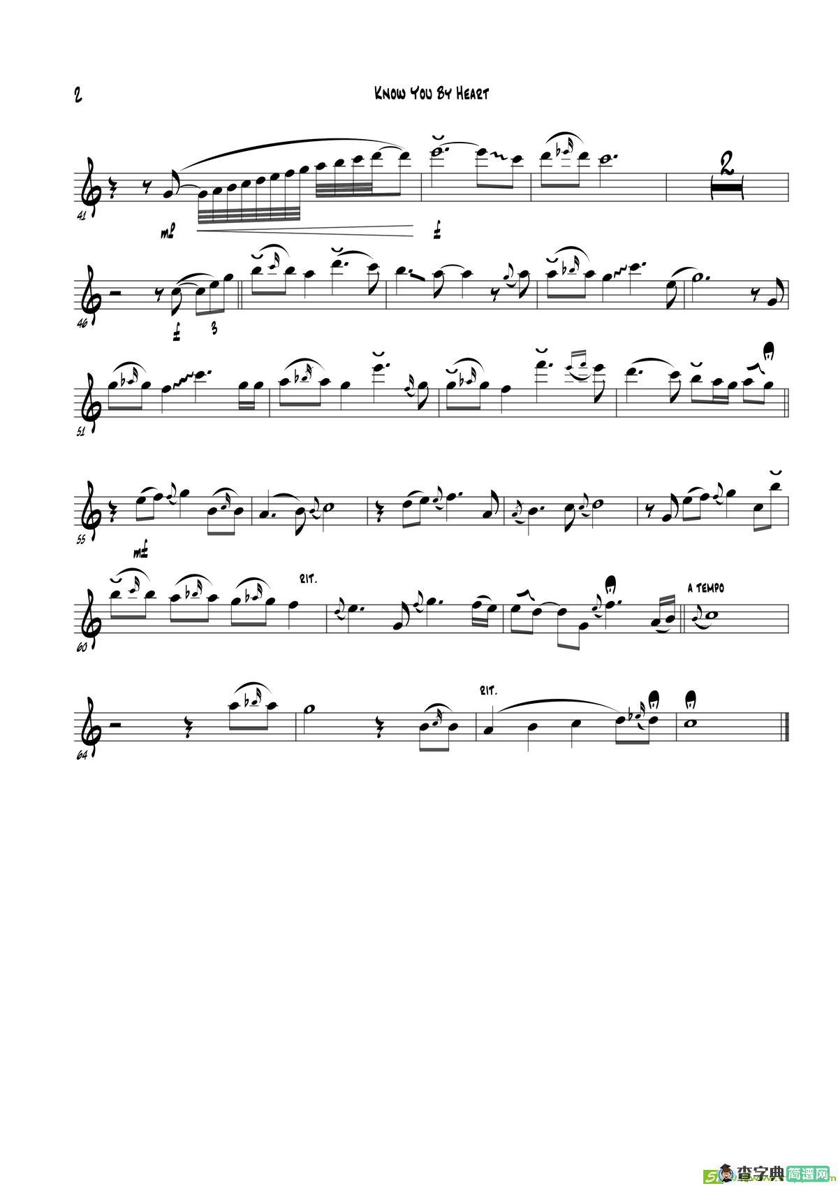 KnowYouByHeart（中音萨克斯）萨克斯谱