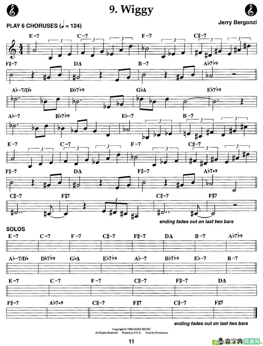 Wiggy萨克斯曲谱(Jerry演唱)