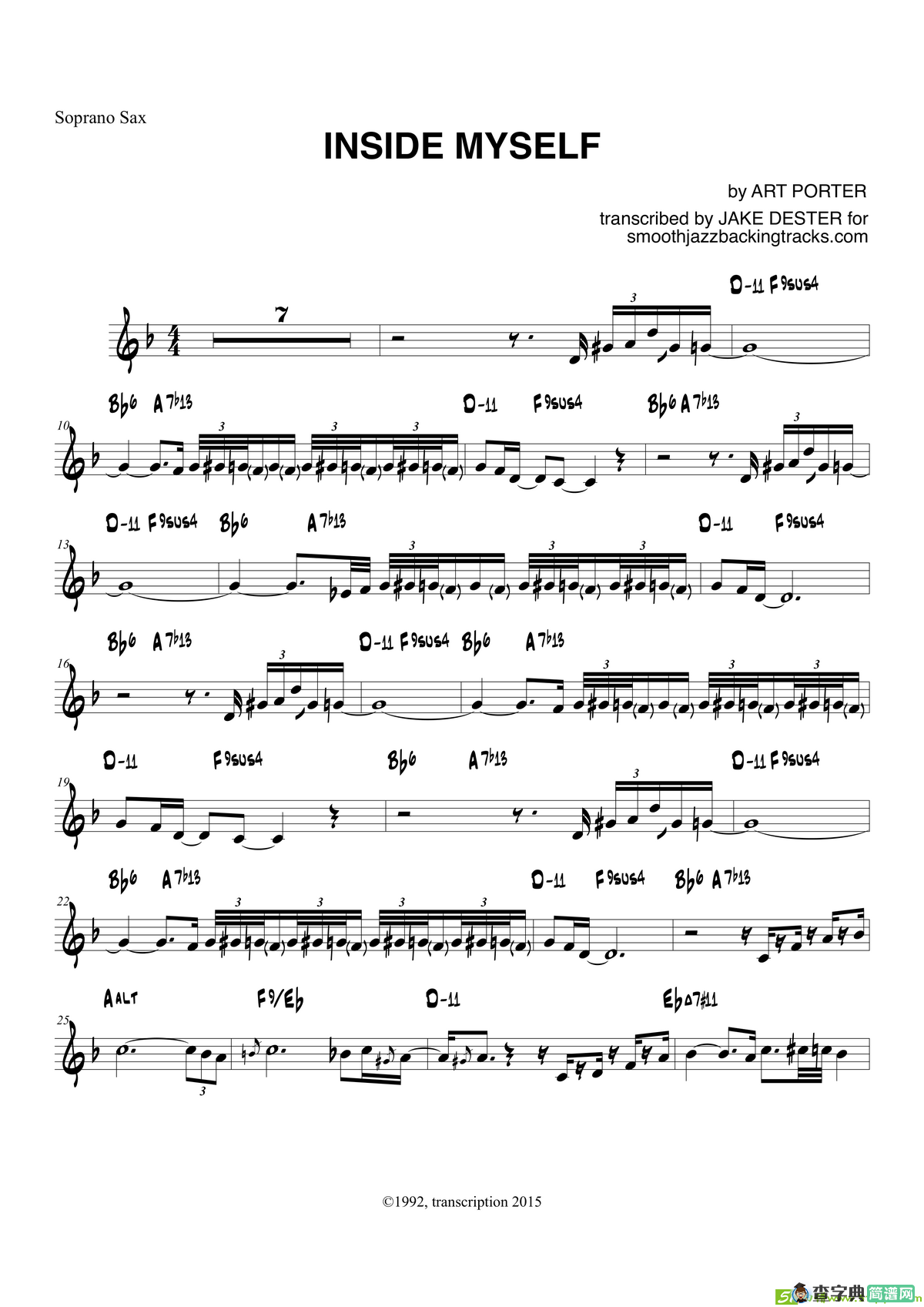 InsideMyself（高音萨克斯）萨克斯谱