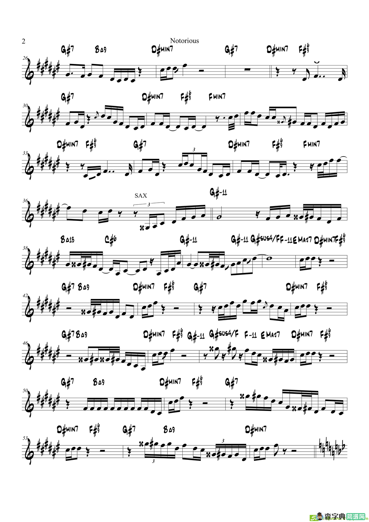 Notorious（TrumpetBb）萨克斯谱