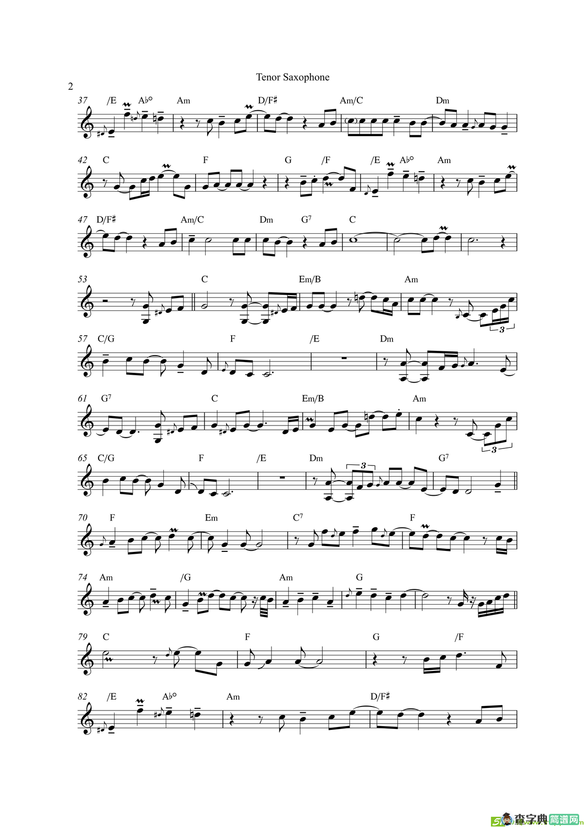Nothing‘sGonnaChangeMyLoveFouYour（次中音萨克斯）萨克斯谱