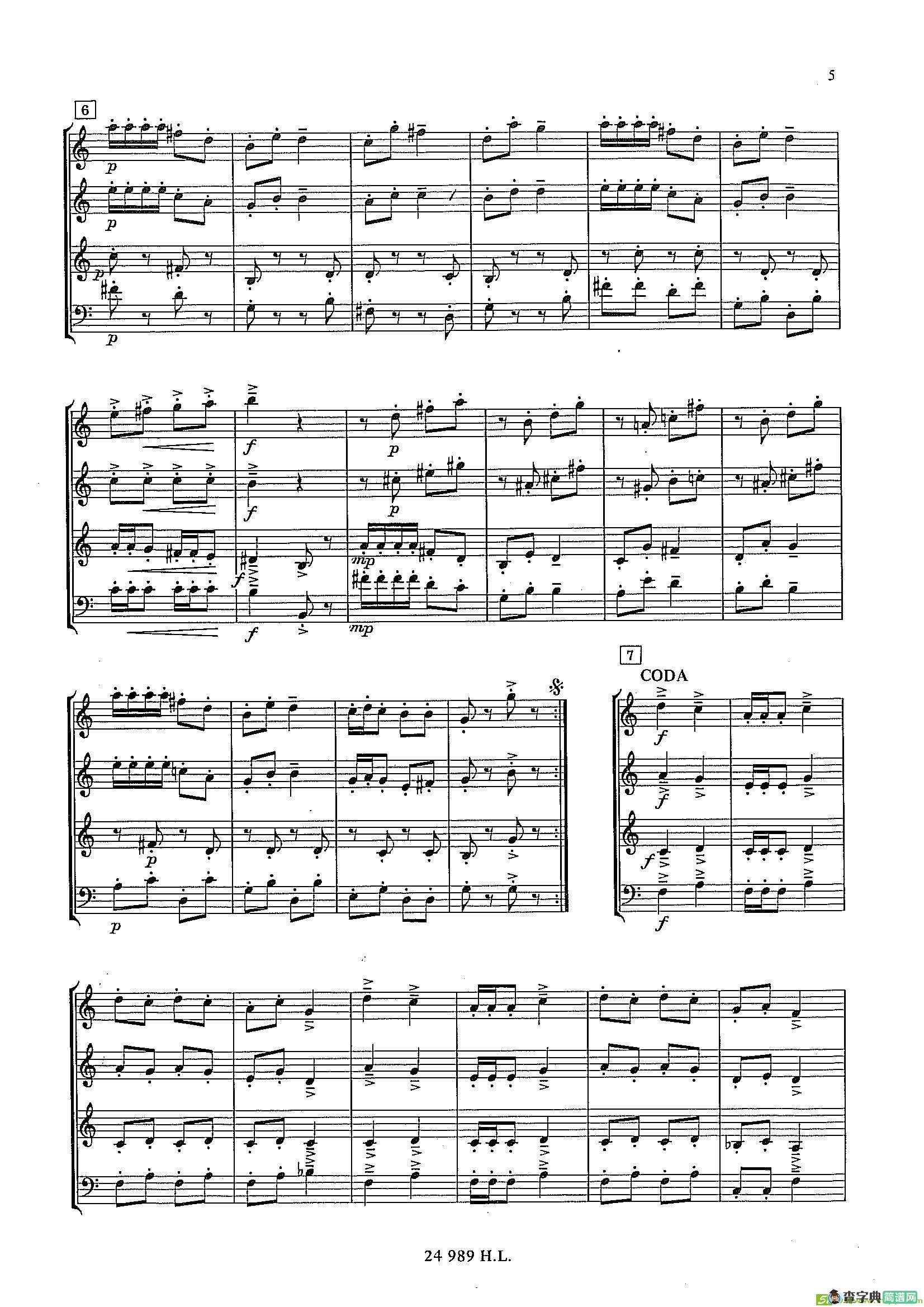 ChineseRag（四重奏总谱+分谱）萨克斯谱