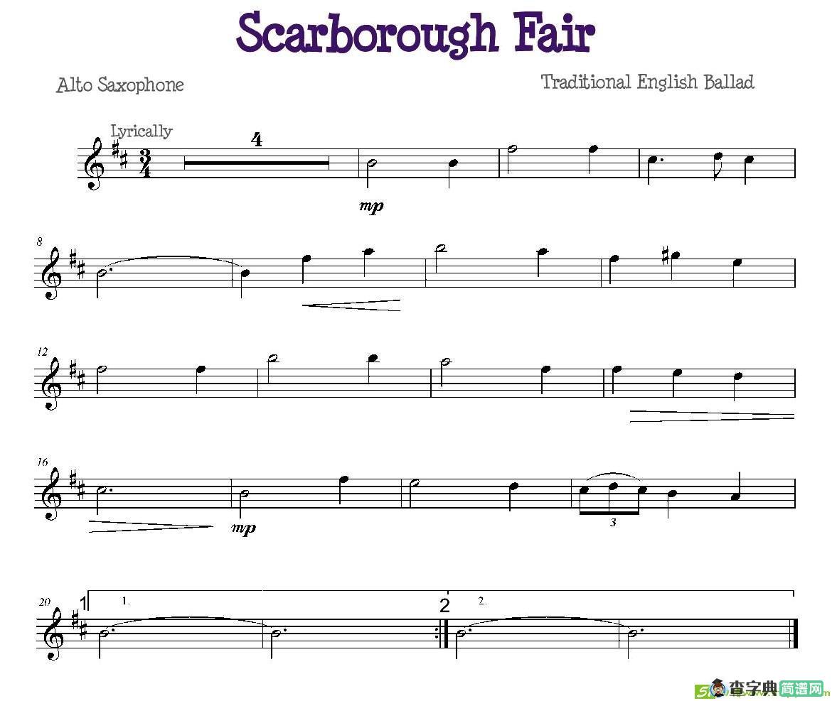 Scarborough Fair萨克斯谱