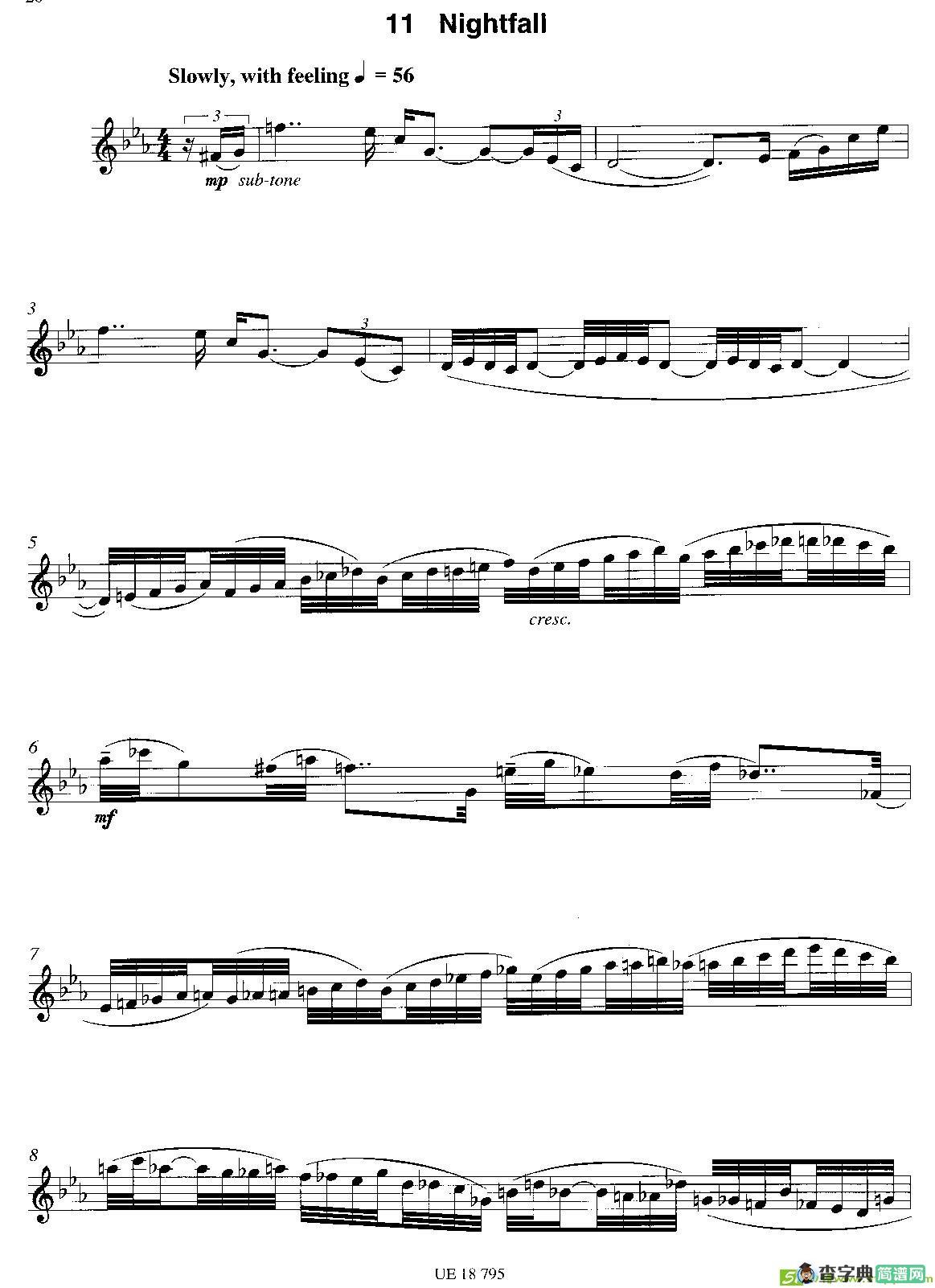 Nightfall萨克斯谱(James作曲)
