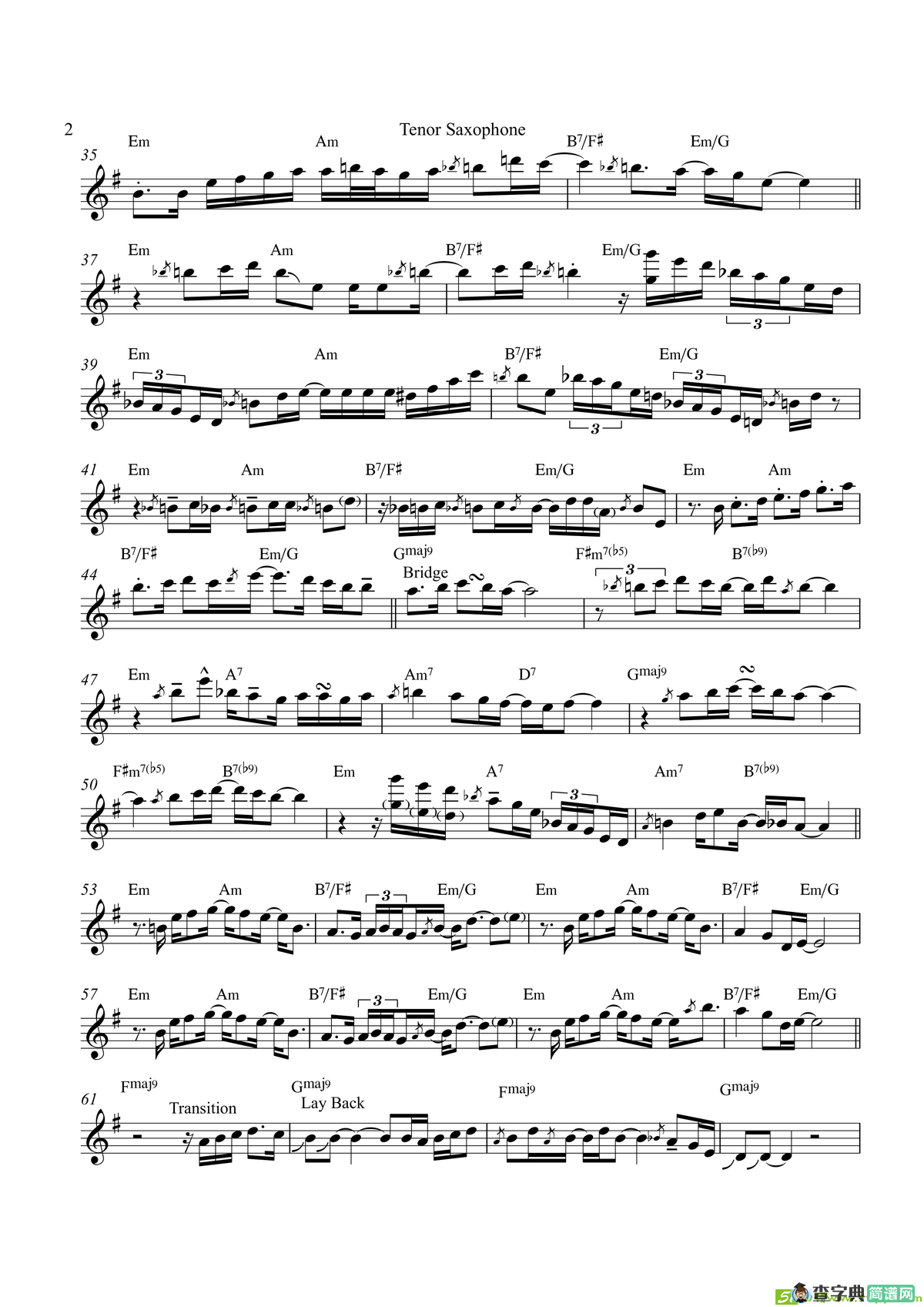 TequilaMoon（次中音萨克斯）萨克斯谱