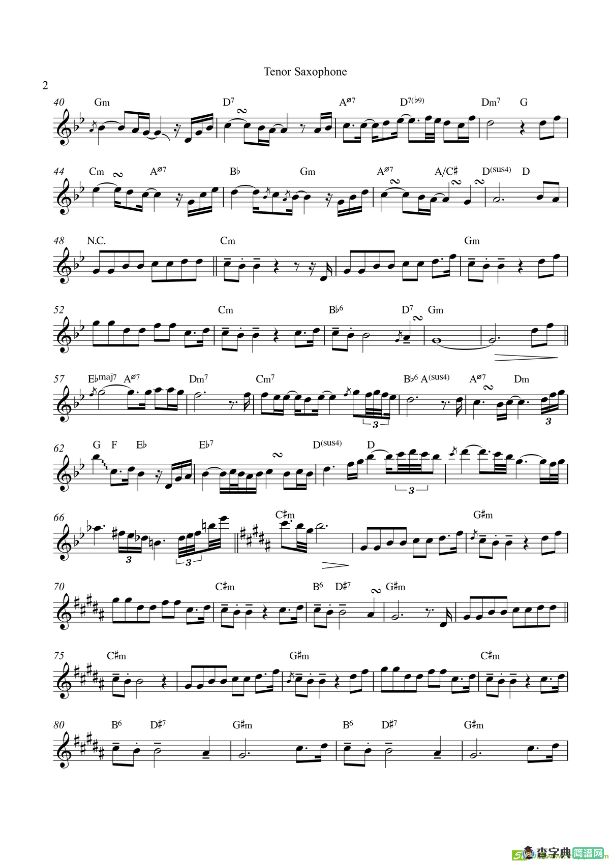 Paradise（次中音萨克斯）萨克斯谱