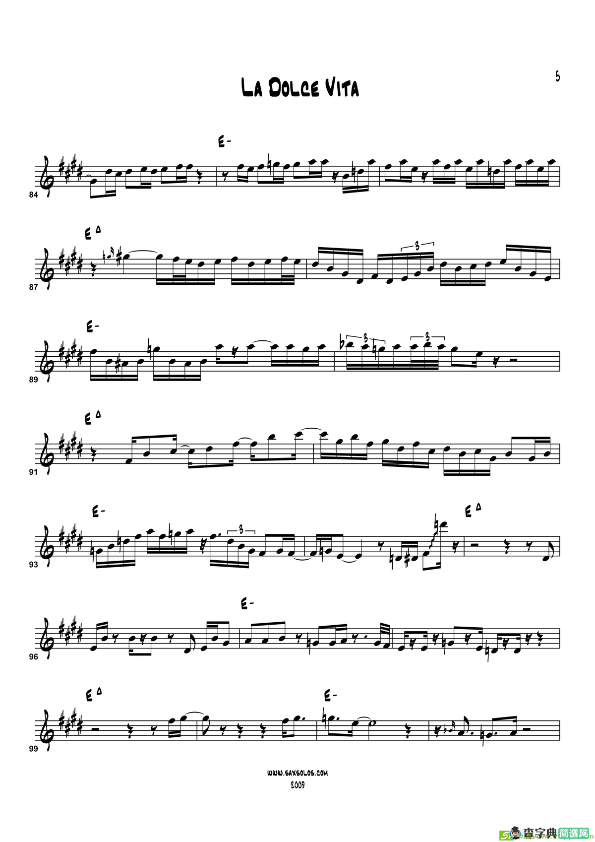 LaDolceVita（高音萨克斯）萨克斯谱