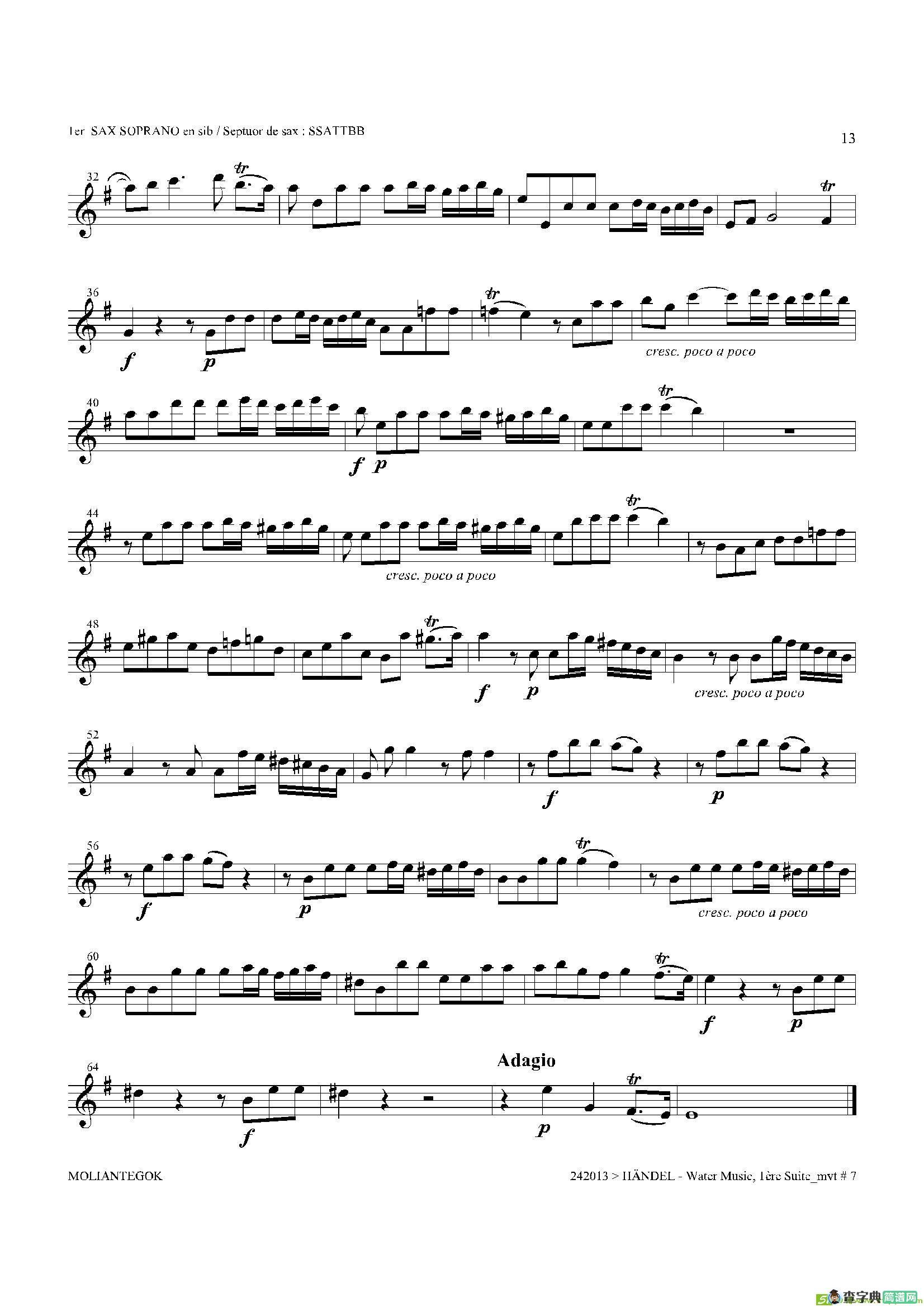 WaterMusic（HWV.348No.1）（第一高音萨克斯）萨克斯谱