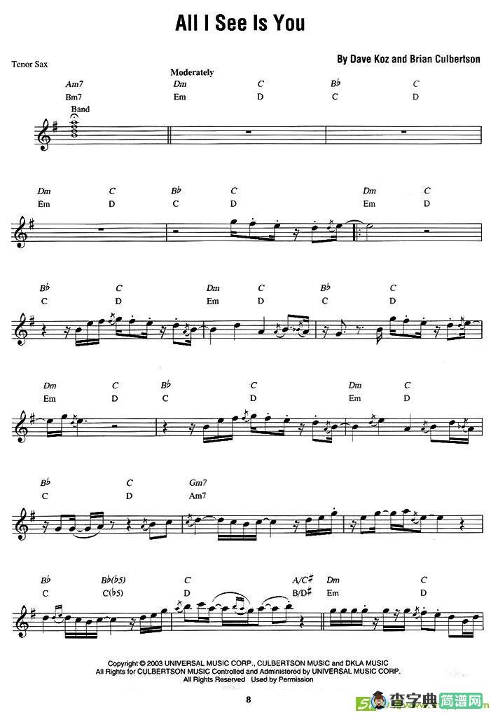 Dave Koz - All I see is you萨克斯谱(Dave作曲)