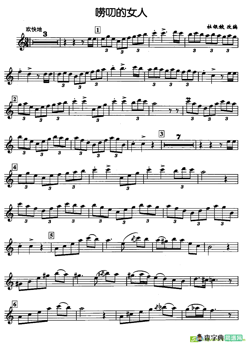 唠叨的女人萨克斯曲谱(杜银鲛改编作曲)