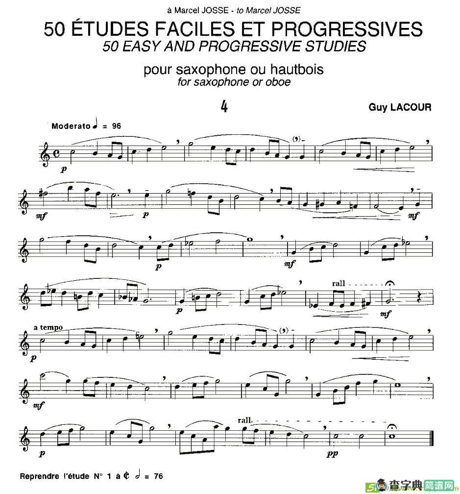 Guy Lacour 50 首萨克斯练习曲之四萨克斯谱(Guy作曲)