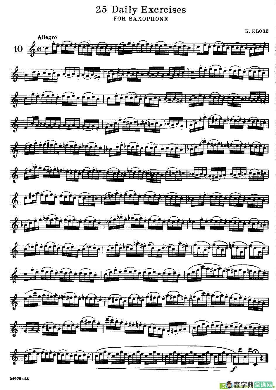 klose - 25首萨克斯练习曲萨克斯谱