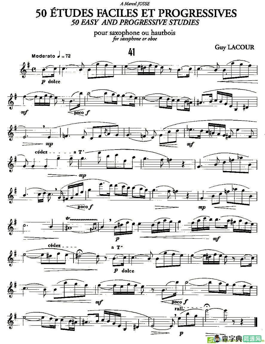 Guy Lacour 50 首萨克斯练习曲之41萨克斯谱(Guy作曲)
