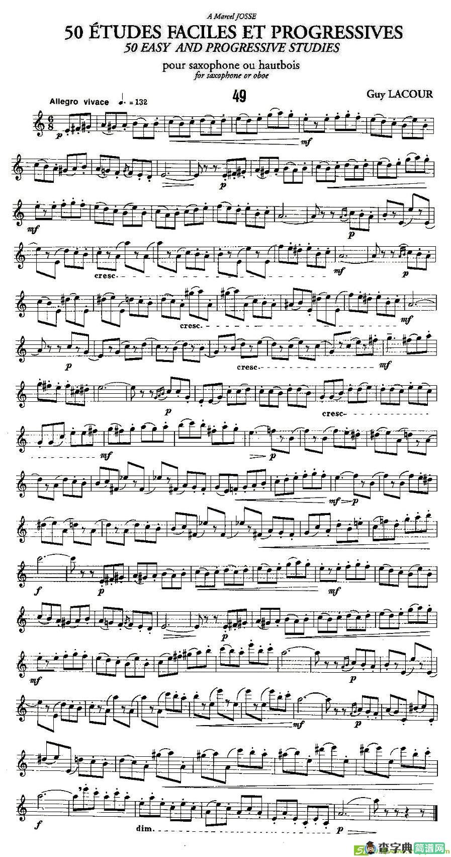 Guy Lacour 50 首萨克斯练习曲之49萨克斯谱(Guy作曲)