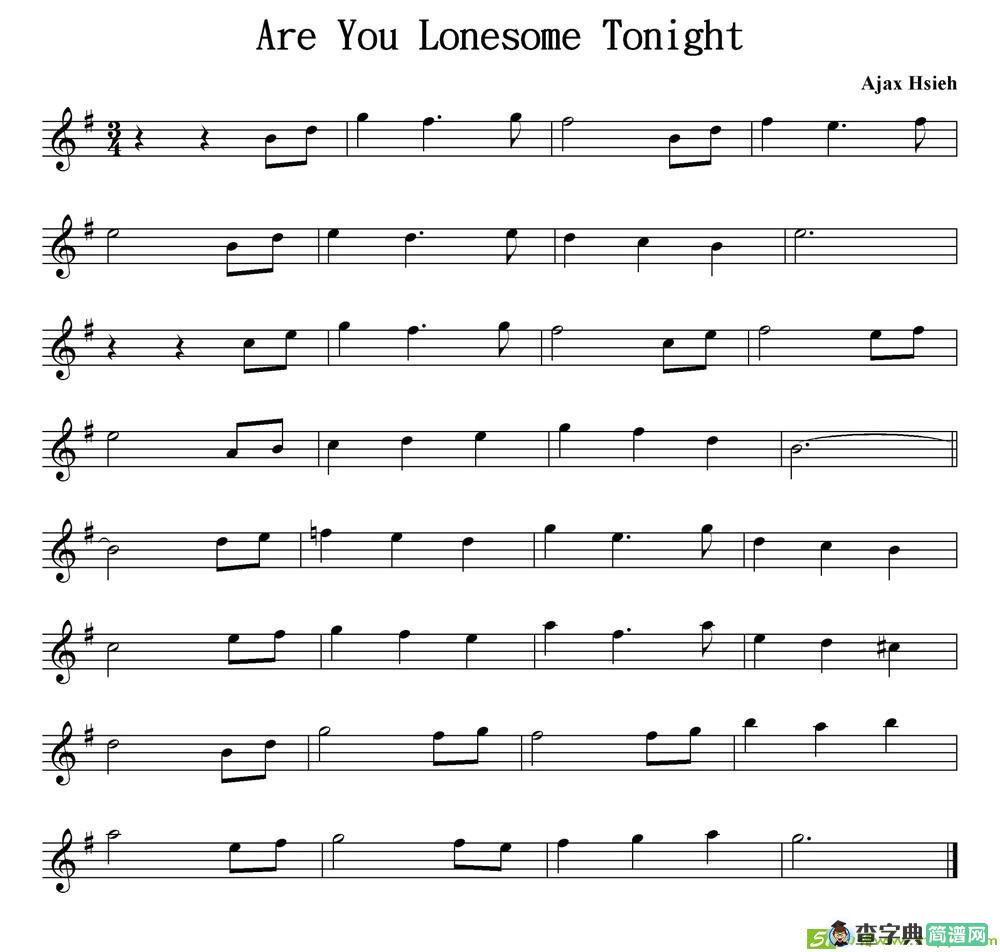 Are You Lonesome Tonight萨克斯曲谱