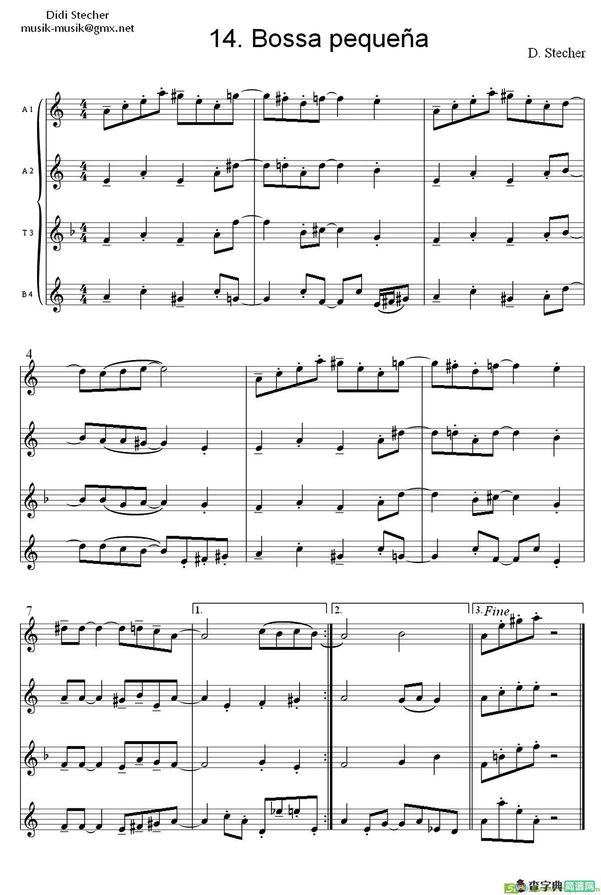 Bossapeque（四重奏）萨克斯谱