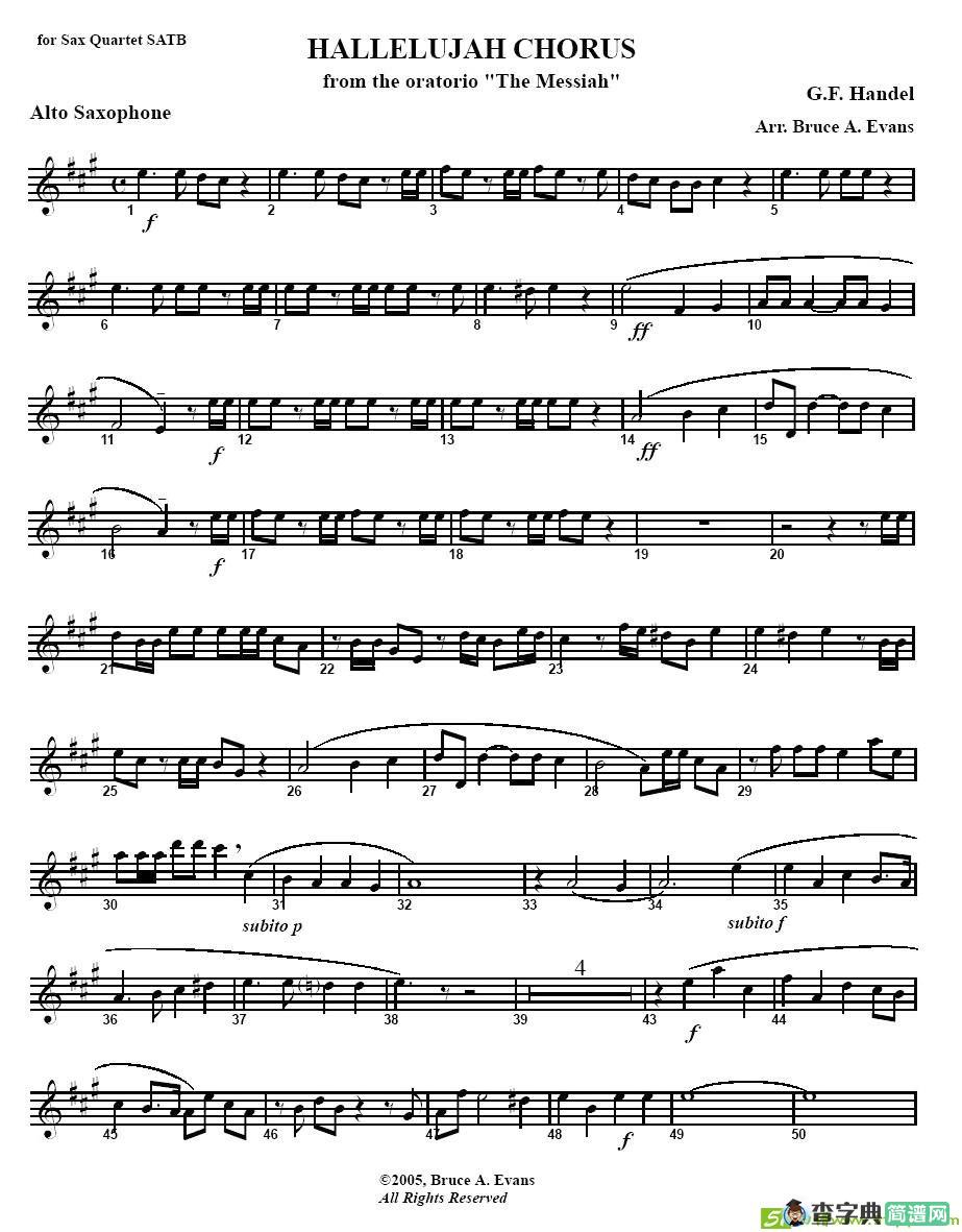 HALLELUJAH CHORUS萨克斯谱