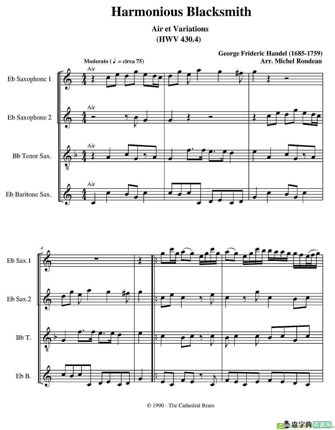 Harmonious Blacksmith萨克斯谱