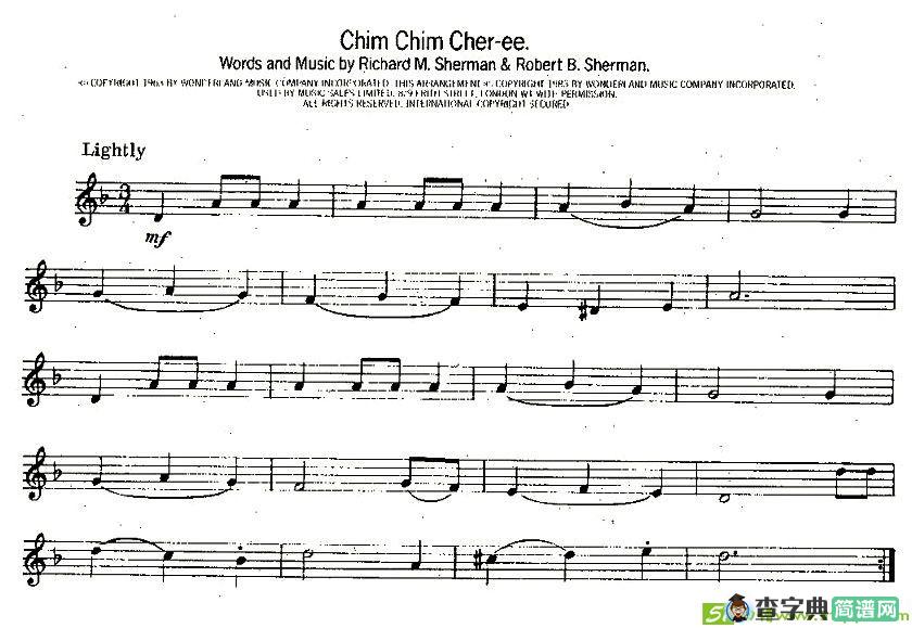 Chim Chim Cher-ee萨克斯谱