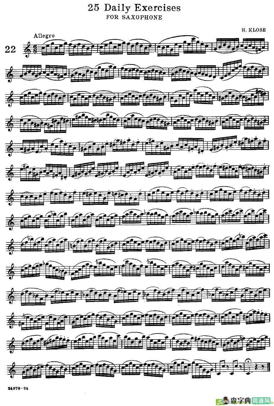 klose - 25首萨克斯练习曲萨克斯谱