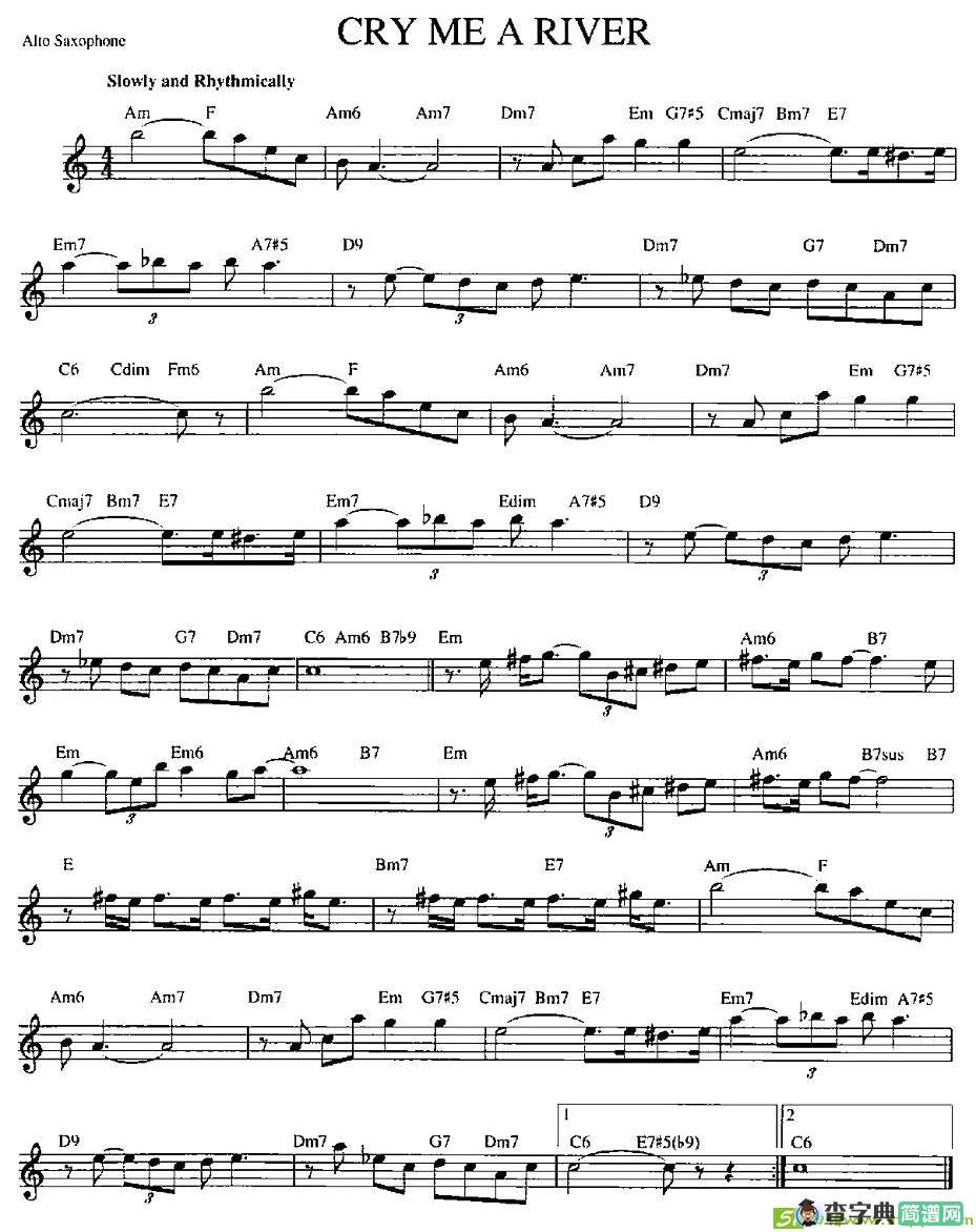 CRY ME A RIVER萨克斯谱