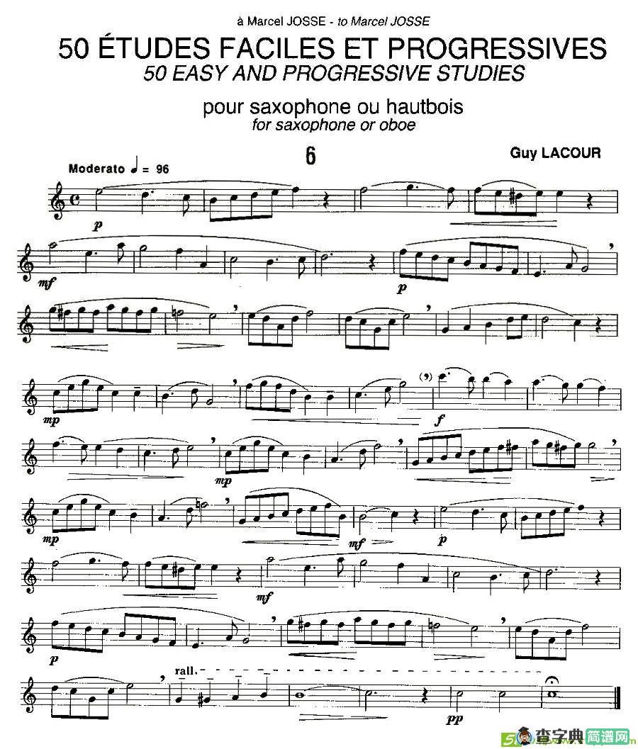 Guy Lacour 50 首萨克斯练习曲之六萨克斯谱(Guy作曲)