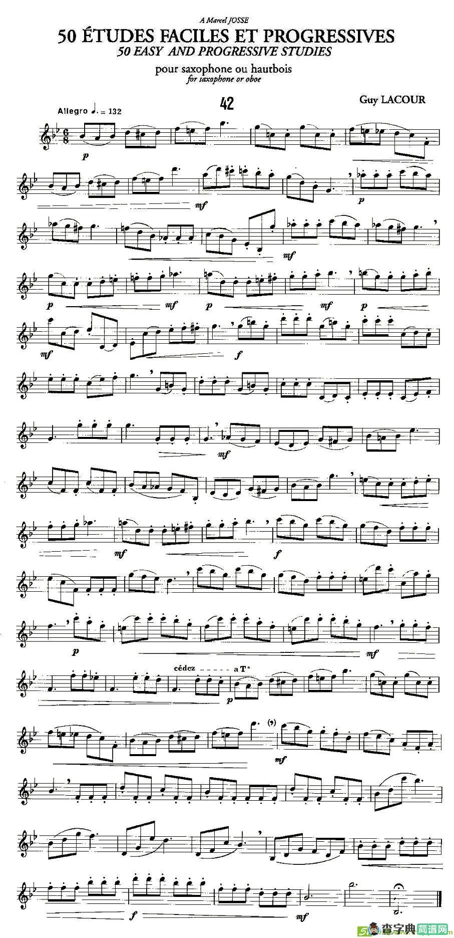 Guy Lacour 50 首萨克斯练习曲之42萨克斯谱(Guy作曲)