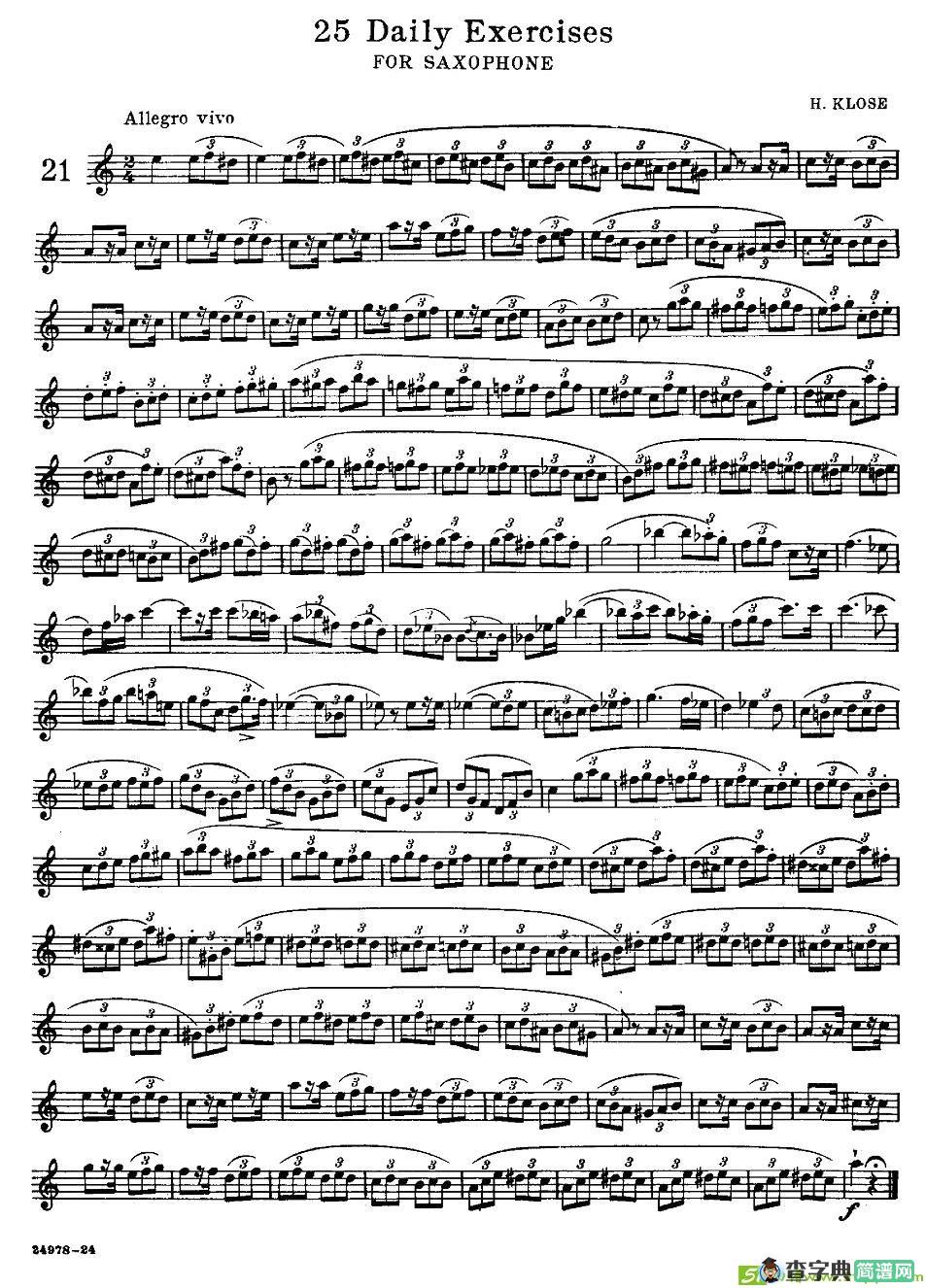 klose - 25首萨克斯练习曲萨克斯谱