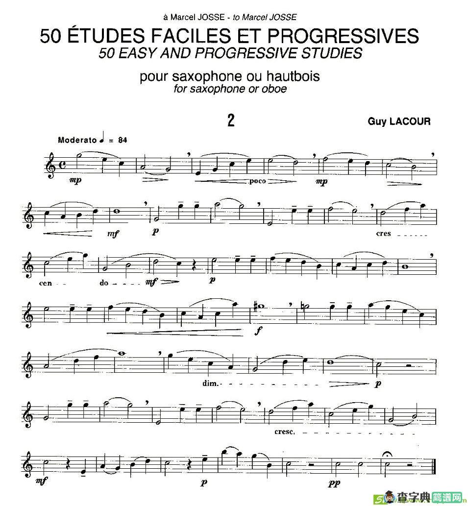 Guy Lacour 50 首萨克斯练习曲之二萨克斯谱(Guy作曲)