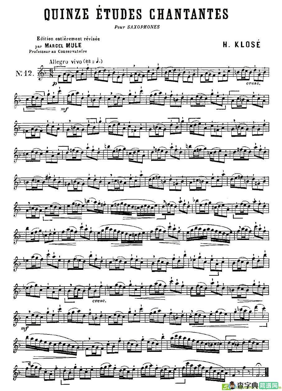 Klose Etudes Chantantes Pour Saxophone萨克斯谱