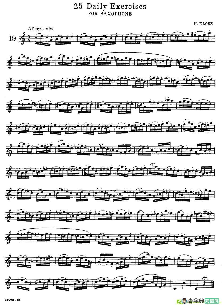 klose - 25首萨克斯练习曲萨克斯谱