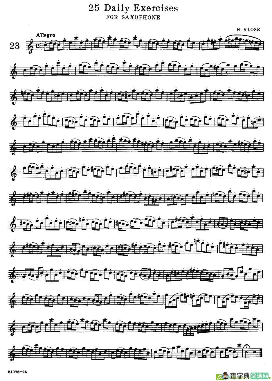 klose - 25首萨克斯练习曲萨克斯谱