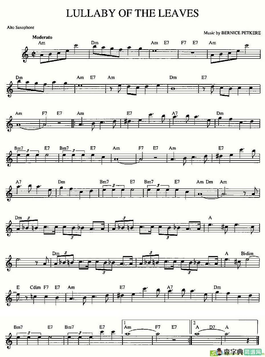 LULLABY OF THE LEAVES萨克斯谱