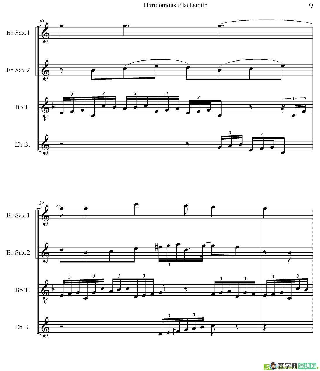 Harmonious Blacksmith萨克斯谱