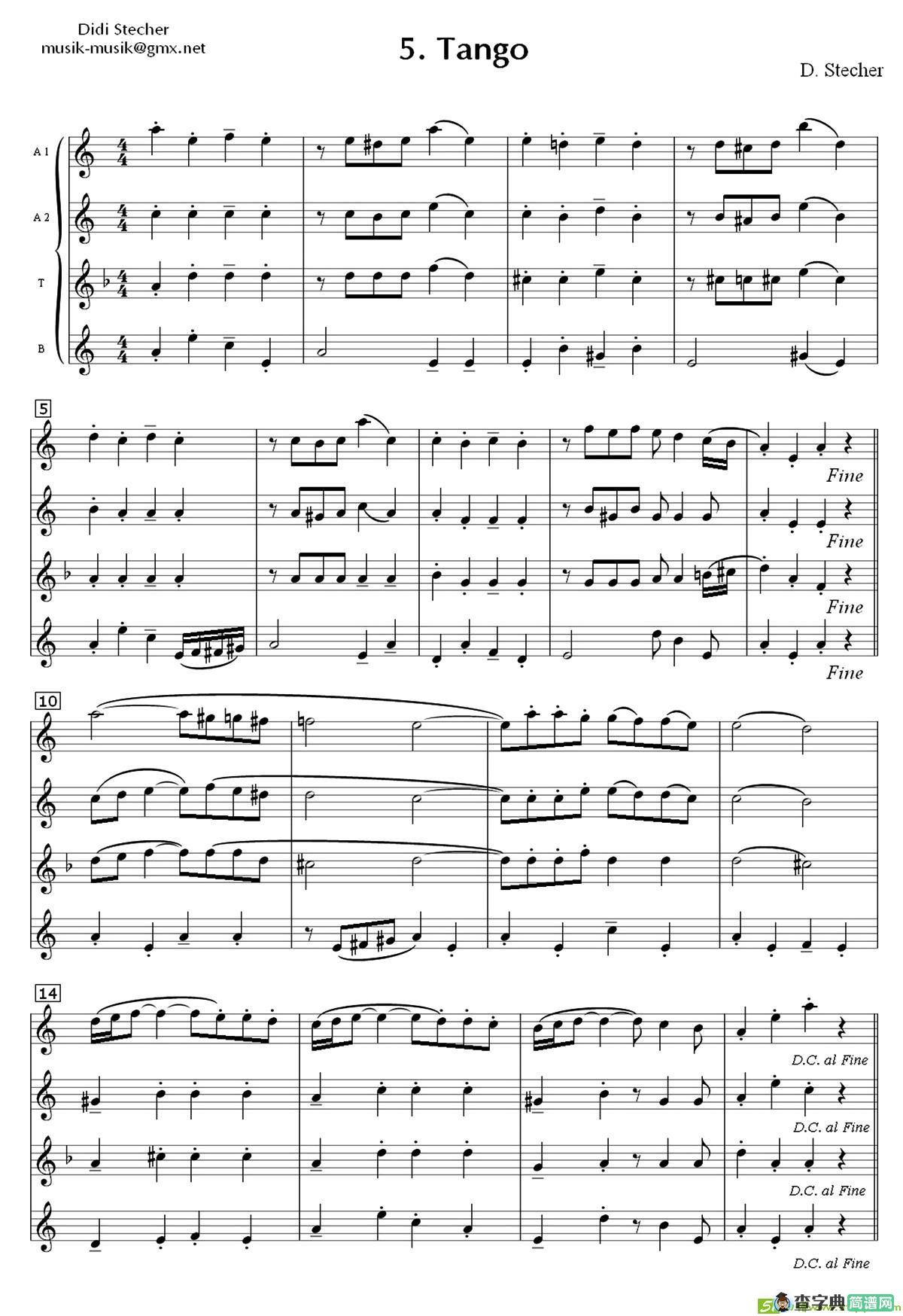 Tango（四重奏）萨克斯谱