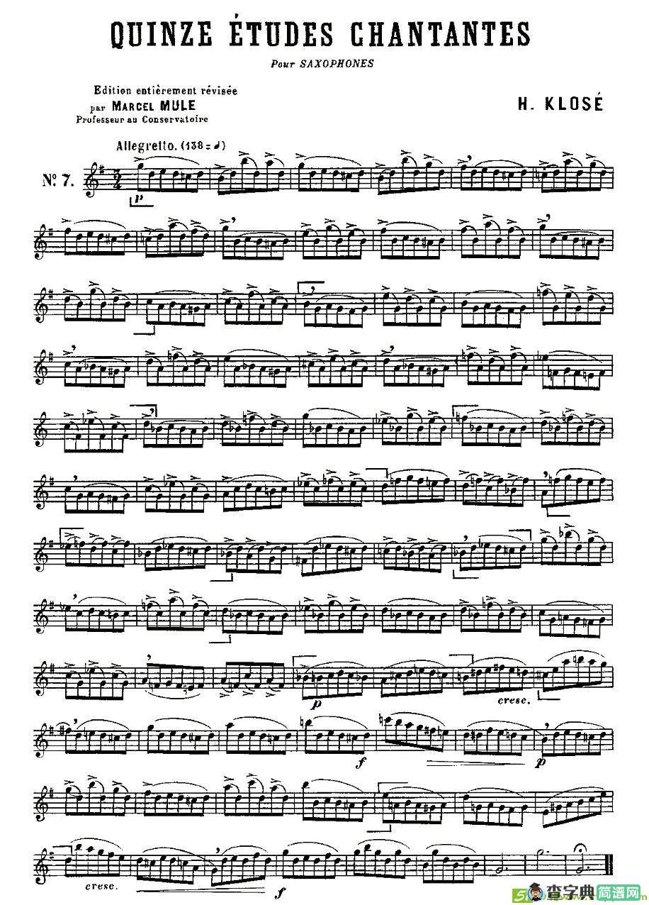 Klose Etudes Chantantes Pour Saxophone萨克斯谱