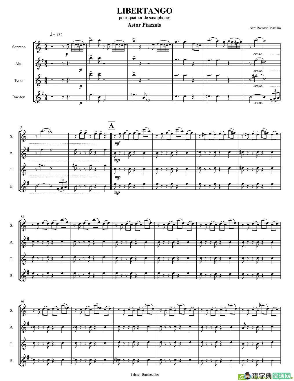 LIBERTANGO萨克斯谱(皮耶左拉作曲)