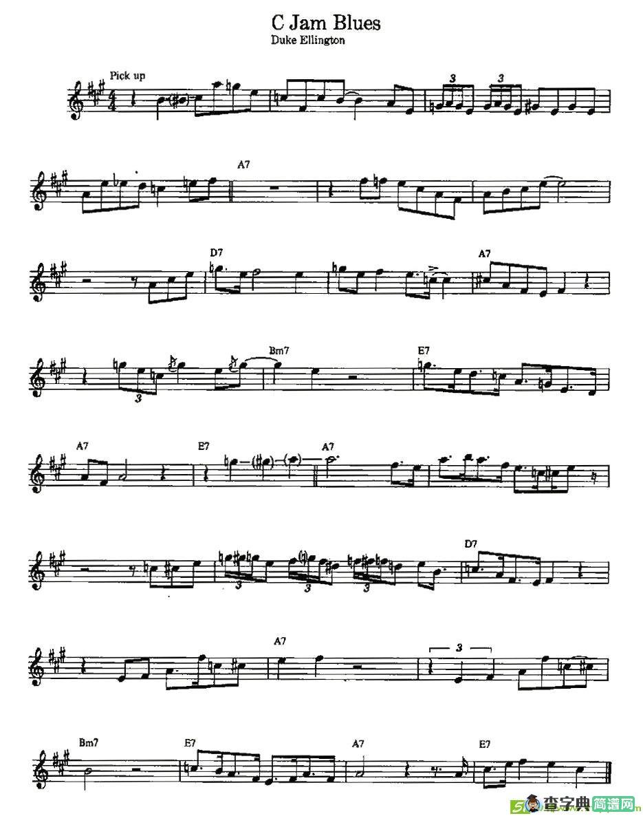 C Jam Blues萨克斯谱