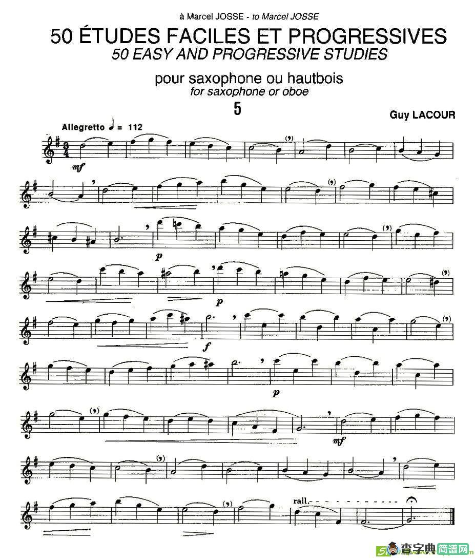Guy Lacour 50 首萨克斯练习曲之五萨克斯谱(Guy作曲)